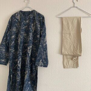 Black and gold kurta set